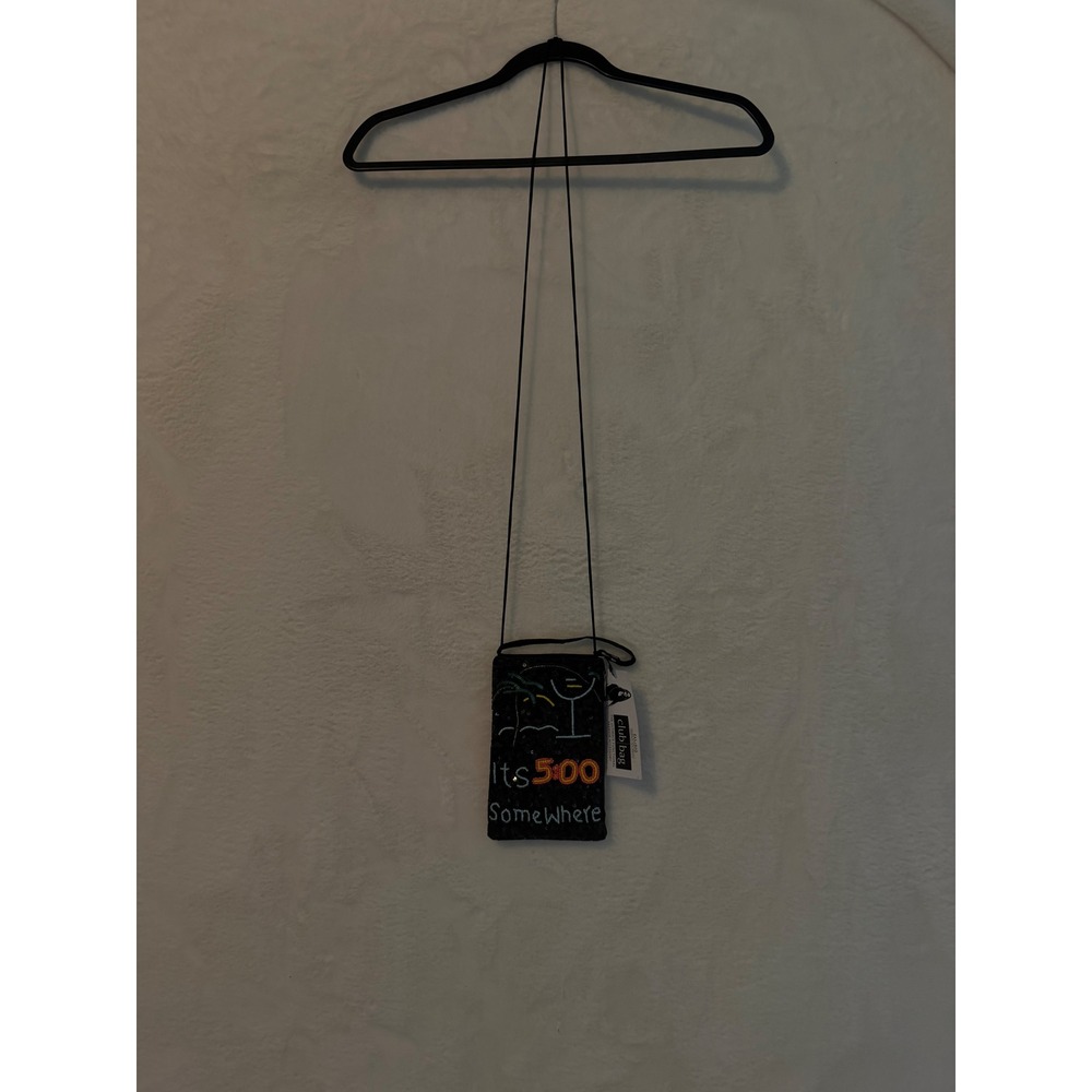 Bamboo Trading Co Club Bag Its 5:00 Somewhere Beaded Crossbody Phone Purse Black